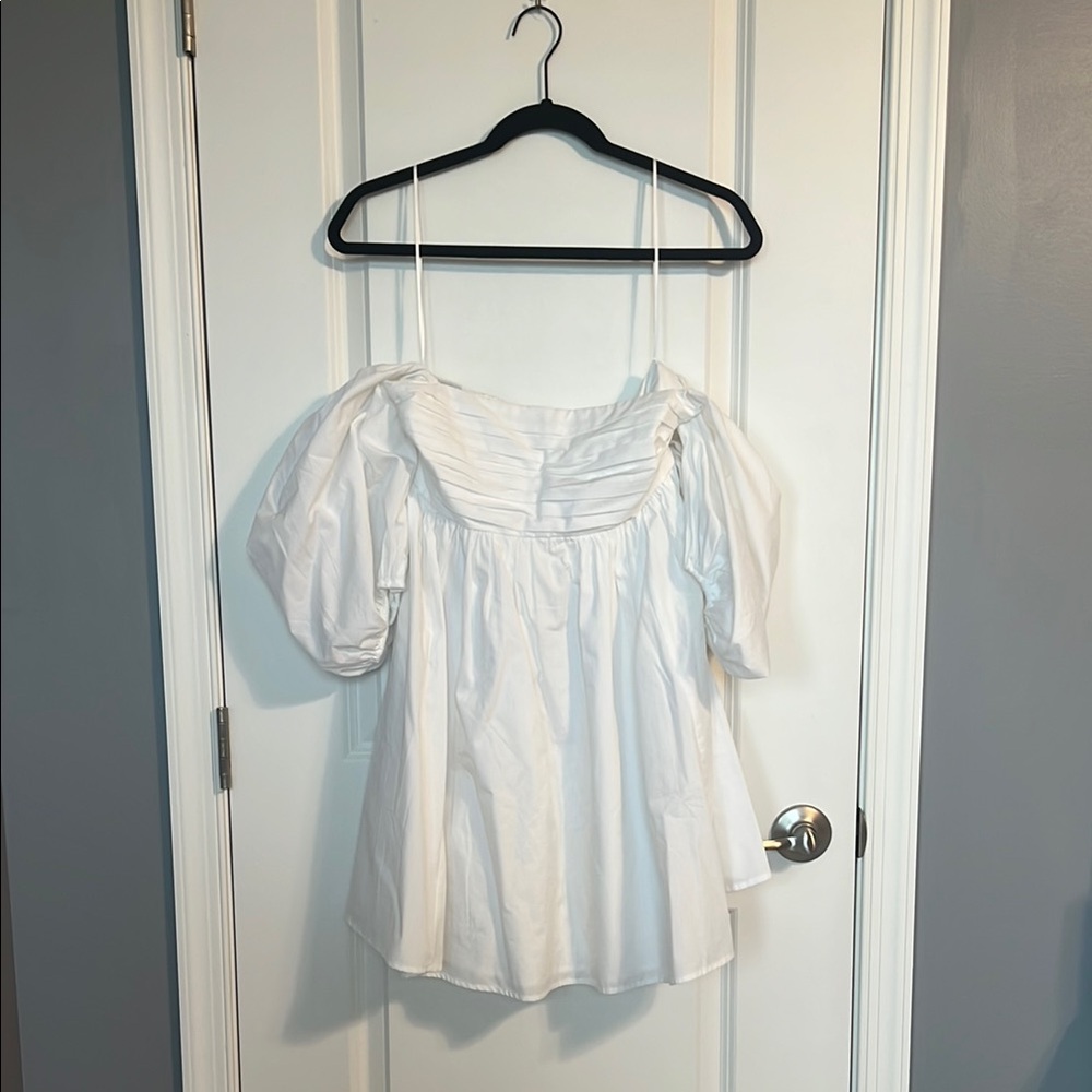 2024 Abercrombie & Fitch White Ruffled Sailor Collar Mini Dress